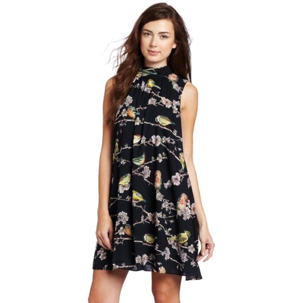 Ted Baker London Madlin Beaded Bird Black Dress Sleeveless Size 4 US (Size 1 TB)